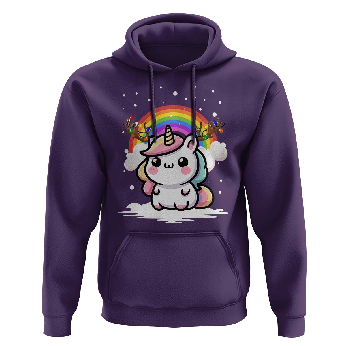 Unicorn Christmas Hoodie Cute Xmas Girls Rainbow - Wonder Print Shop