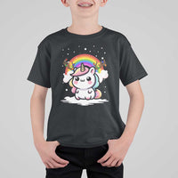 Unicorn Christmas T Shirt For Kid Cute Xmas Girls Rainbow - Wonder Print Shop