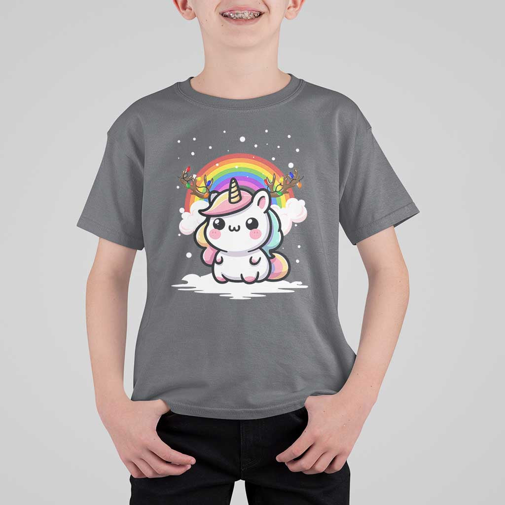 Unicorn Christmas T Shirt For Kid Cute Xmas Girls Rainbow - Wonder Print Shop