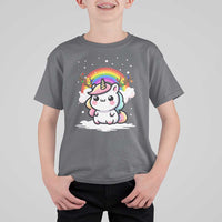 Unicorn Christmas T Shirt For Kid Cute Xmas Girls Rainbow - Wonder Print Shop