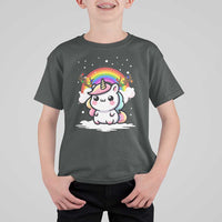Unicorn Christmas T Shirt For Kid Cute Xmas Girls Rainbow - Wonder Print Shop