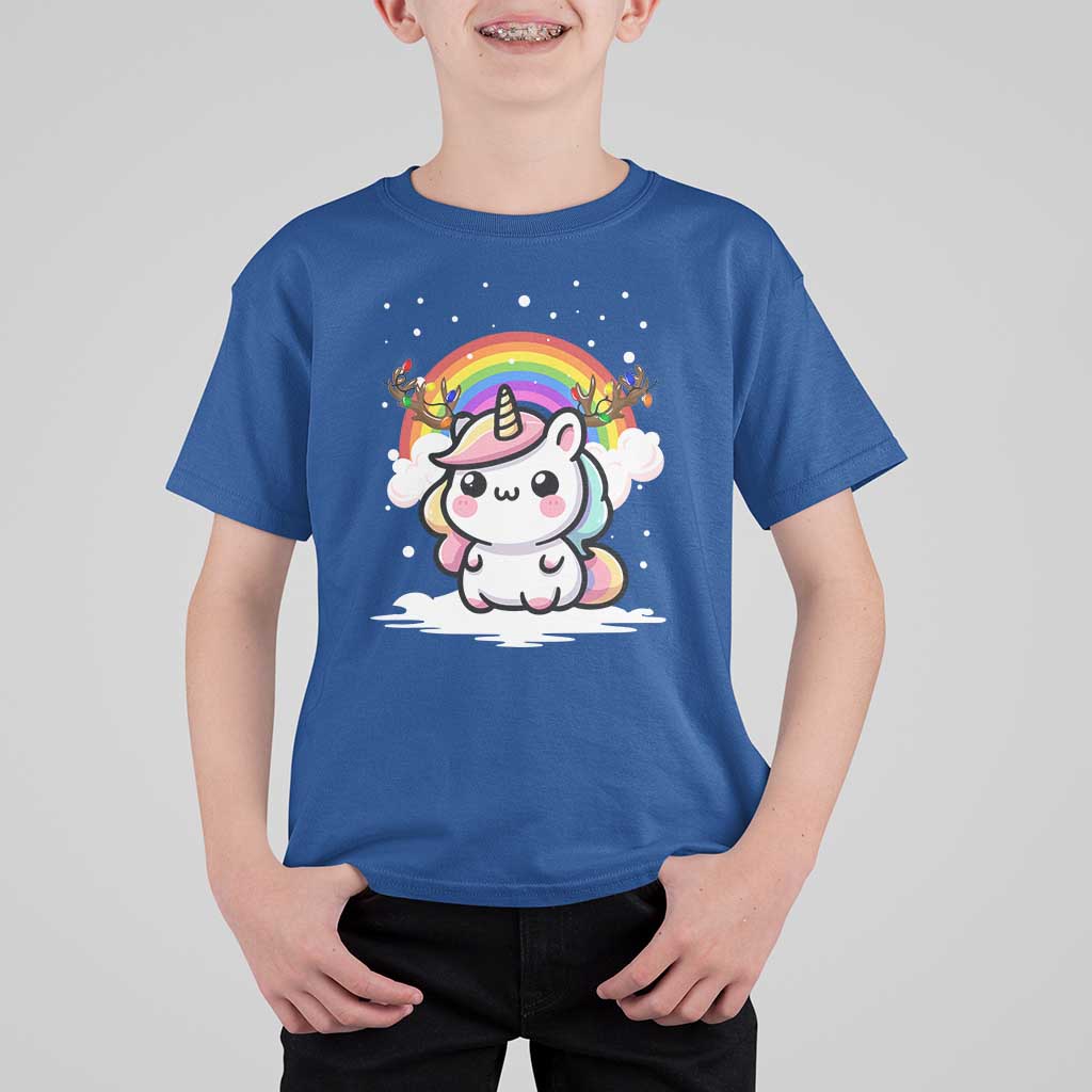 Unicorn Christmas T Shirt For Kid Cute Xmas Girls Rainbow - Wonder Print Shop