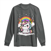 Unicorn Christmas Long Sleeve Shirt Cute Xmas Girls Rainbow - Wonder Print Shop