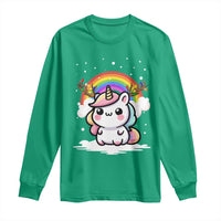 Unicorn Christmas Long Sleeve Shirt Cute Xmas Girls Rainbow - Wonder Print Shop