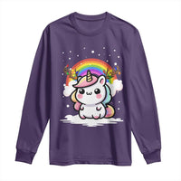 Unicorn Christmas Long Sleeve Shirt Cute Xmas Girls Rainbow - Wonder Print Shop