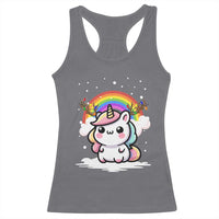 Unicorn Christmas Racerback Tank Top Cute Xmas Girls Rainbow - Wonder Print Shop