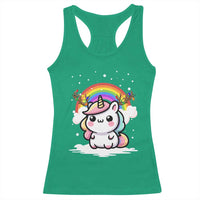 Unicorn Christmas Racerback Tank Top Cute Xmas Girls Rainbow - Wonder Print Shop