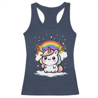 Unicorn Christmas Racerback Tank Top Cute Xmas Girls Rainbow - Wonder Print Shop