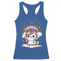 Unicorn Christmas Racerback Tank Top Cute Xmas Girls Rainbow - Wonder Print Shop