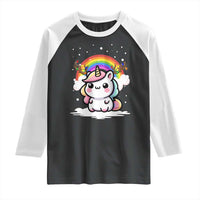 Unicorn Christmas Raglan Shirt Cute Xmas Girls Rainbow - Wonder Print Shop