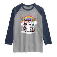 Unicorn Christmas Raglan Shirt Cute Xmas Girls Rainbow - Wonder Print Shop
