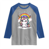 Unicorn Christmas Raglan Shirt Cute Xmas Girls Rainbow - Wonder Print Shop