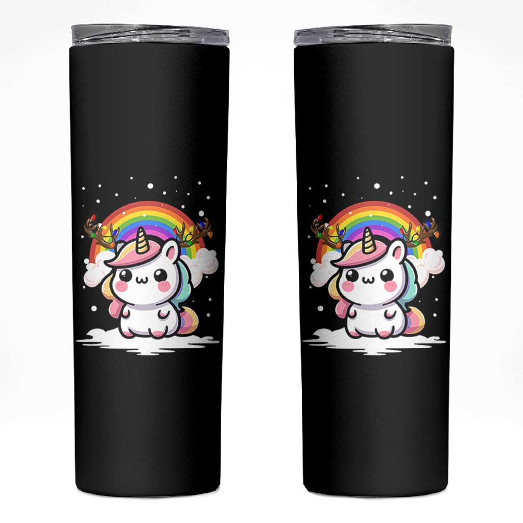 Unicorn Christmas Skinny Tumbler Cute Xmas Girls Rainbow - Wonder Print Shop