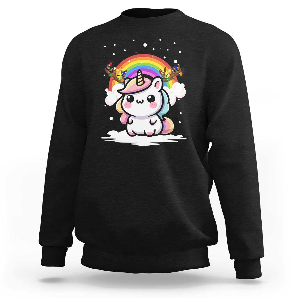 Unicorn Christmas Sweatshirt Cute Xmas Girls Rainbow - Wonder Print Shop