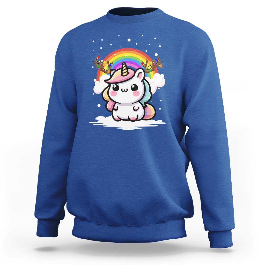 Unicorn Christmas Sweatshirt Cute Xmas Girls Rainbow - Wonder Print Shop