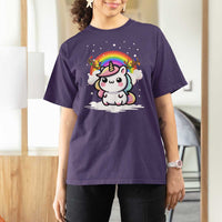 Unicorn Christmas T Shirt For Women Cute Xmas Girls Rainbow - Wonder Print Shop