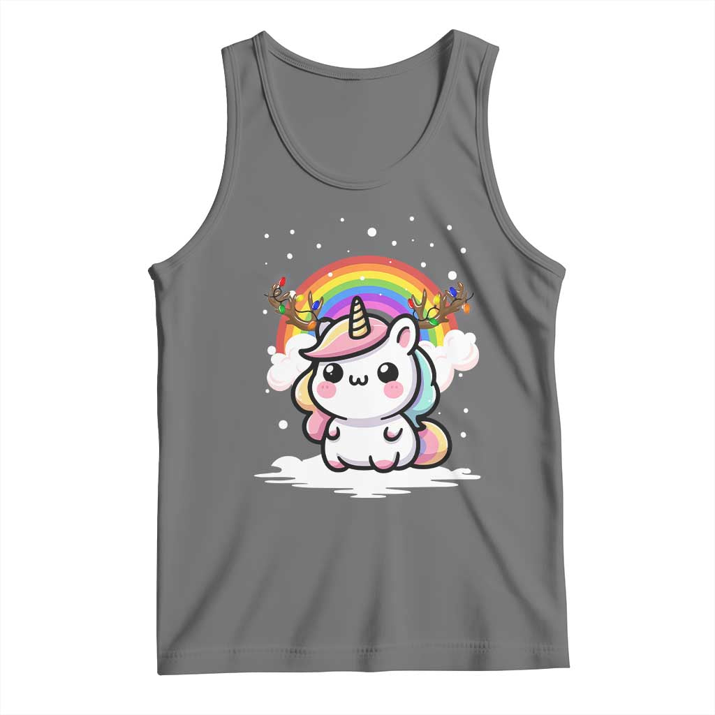 Unicorn Christmas Tank Top Cute Xmas Girls Rainbow - Wonder Print Shop