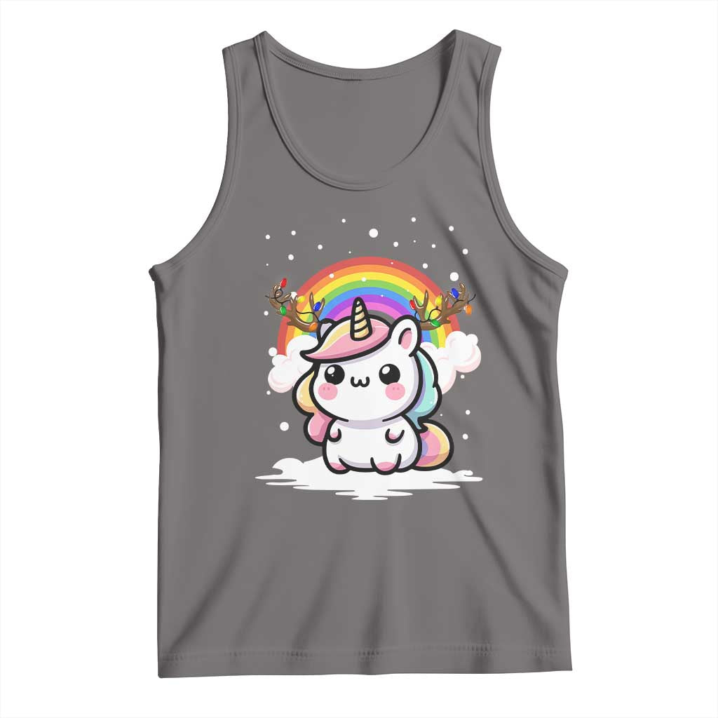 Unicorn Christmas Tank Top Cute Xmas Girls Rainbow - Wonder Print Shop
