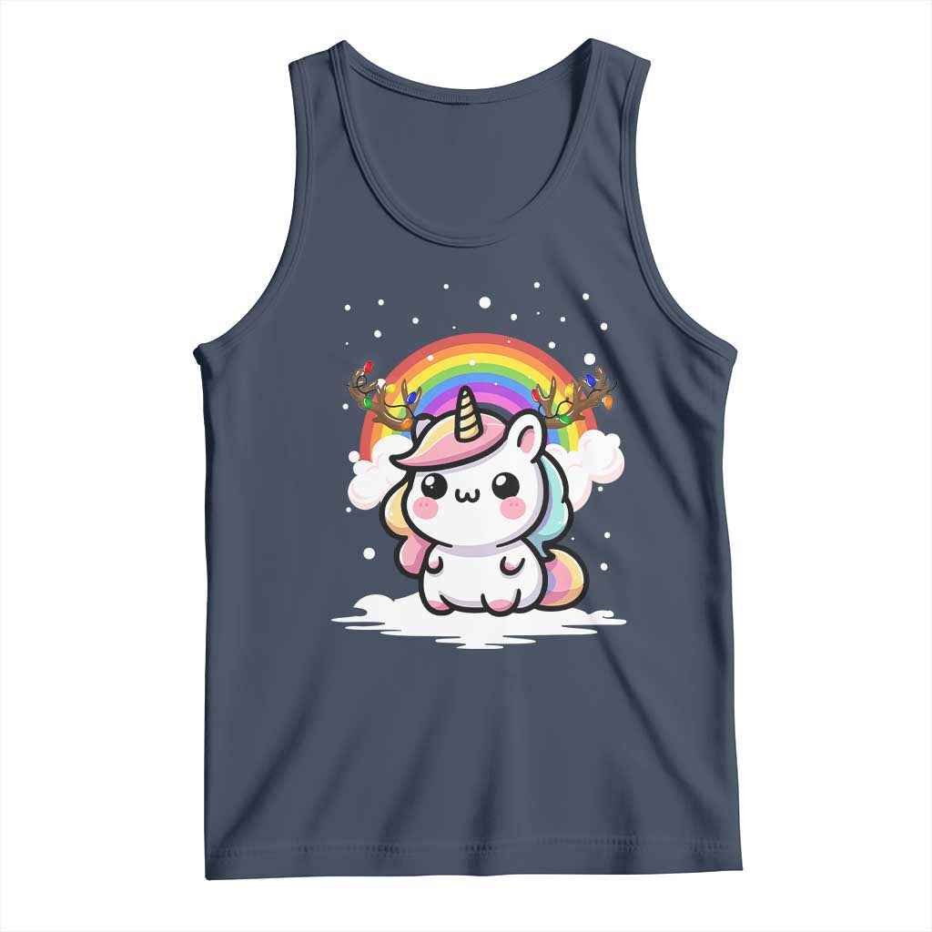 Unicorn Christmas Tank Top Cute Xmas Girls Rainbow - Wonder Print Shop