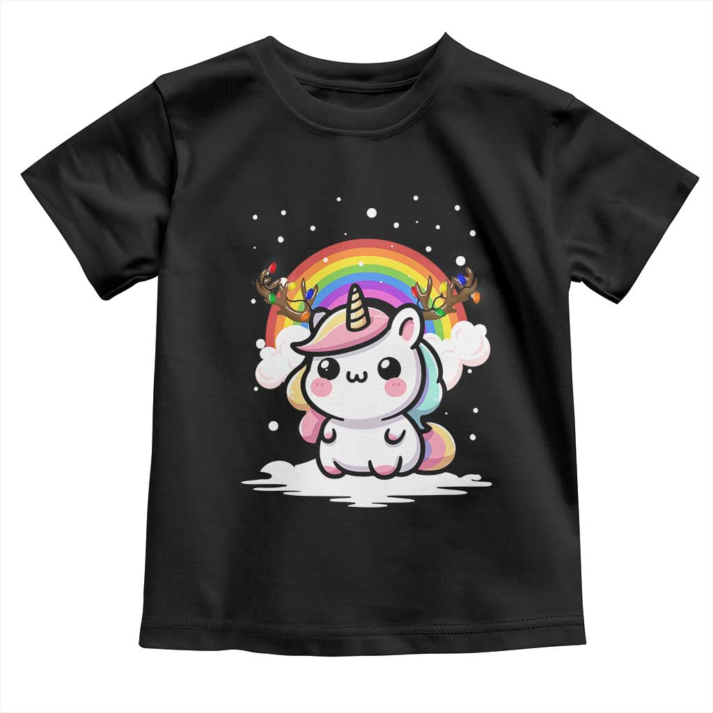 Unicorn Christmas Toddler T Shirt Cute Xmas Girls Rainbow - Wonder Print Shop