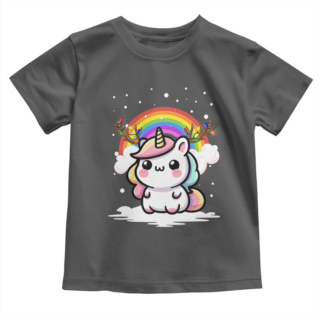 Unicorn Christmas Toddler T Shirt Cute Xmas Girls Rainbow - Wonder Print Shop