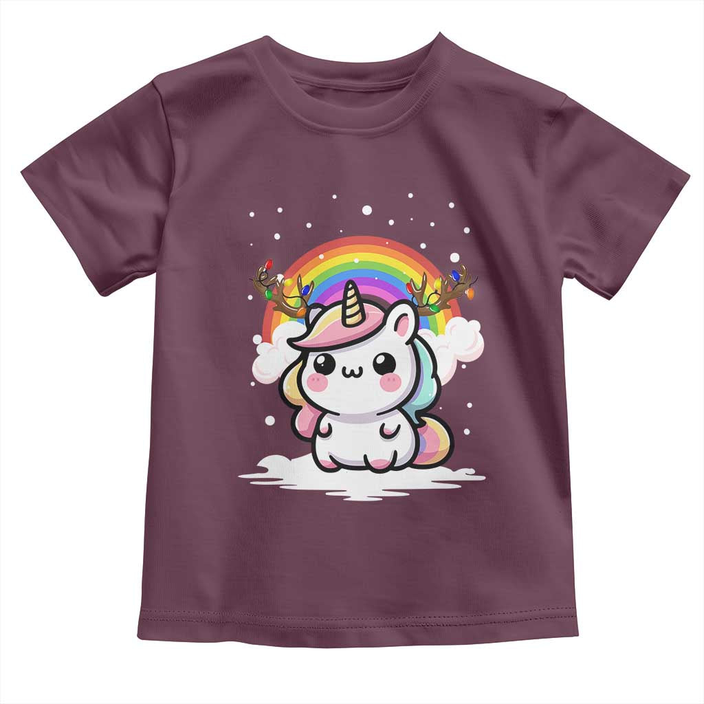 Unicorn Christmas Toddler T Shirt Cute Xmas Girls Rainbow - Wonder Print Shop