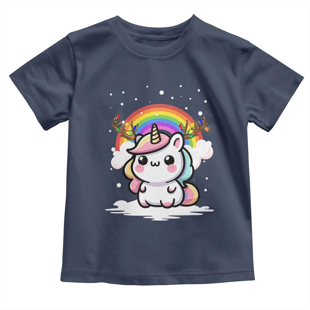 Unicorn Christmas Toddler T Shirt Cute Xmas Girls Rainbow - Wonder Print Shop