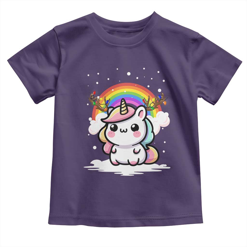 Unicorn Christmas Toddler T Shirt Cute Xmas Girls Rainbow - Wonder Print Shop