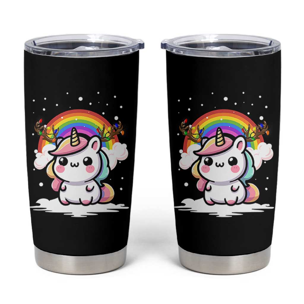 Unicorn Christmas Tumbler Cup Cute Xmas Girls Rainbow - Wonder Print Shop