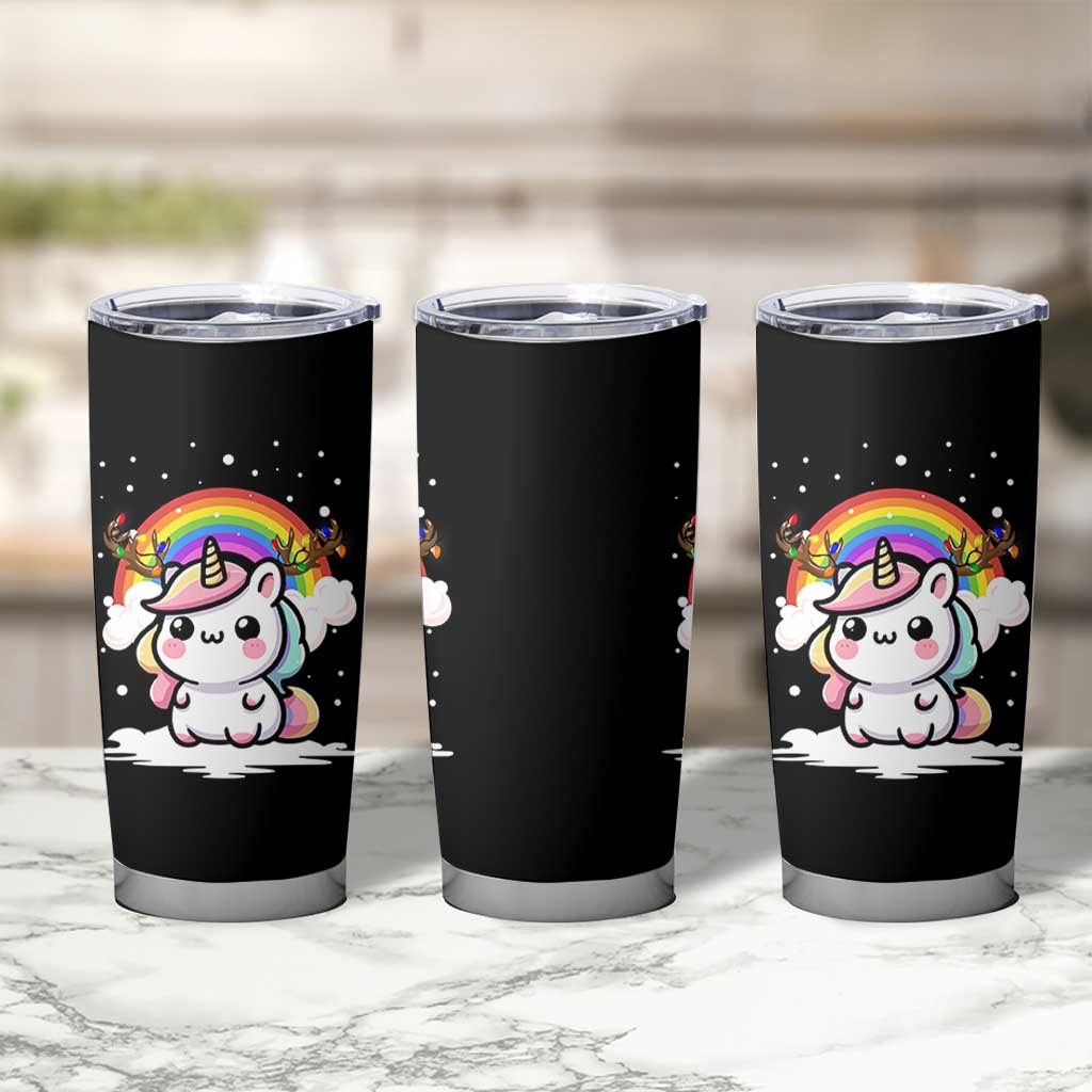 Unicorn Christmas Tumbler Cup Cute Xmas Girls Rainbow - Wonder Print Shop