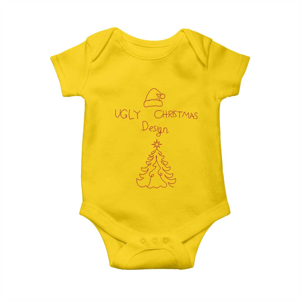 Funny Christmas Baby Onesie Ugly Tree Hand Drawn