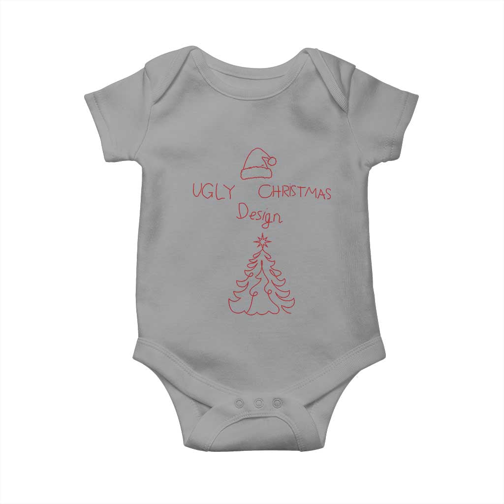 Funny Christmas Baby Onesie Ugly Tree Hand Drawn