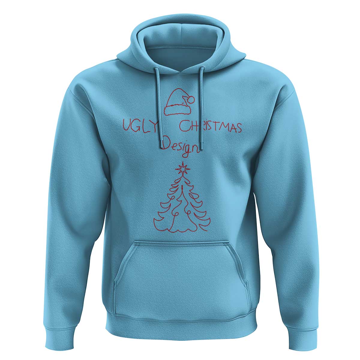 Funny Christmas Hoodie Ugly Tree Hand Drawn