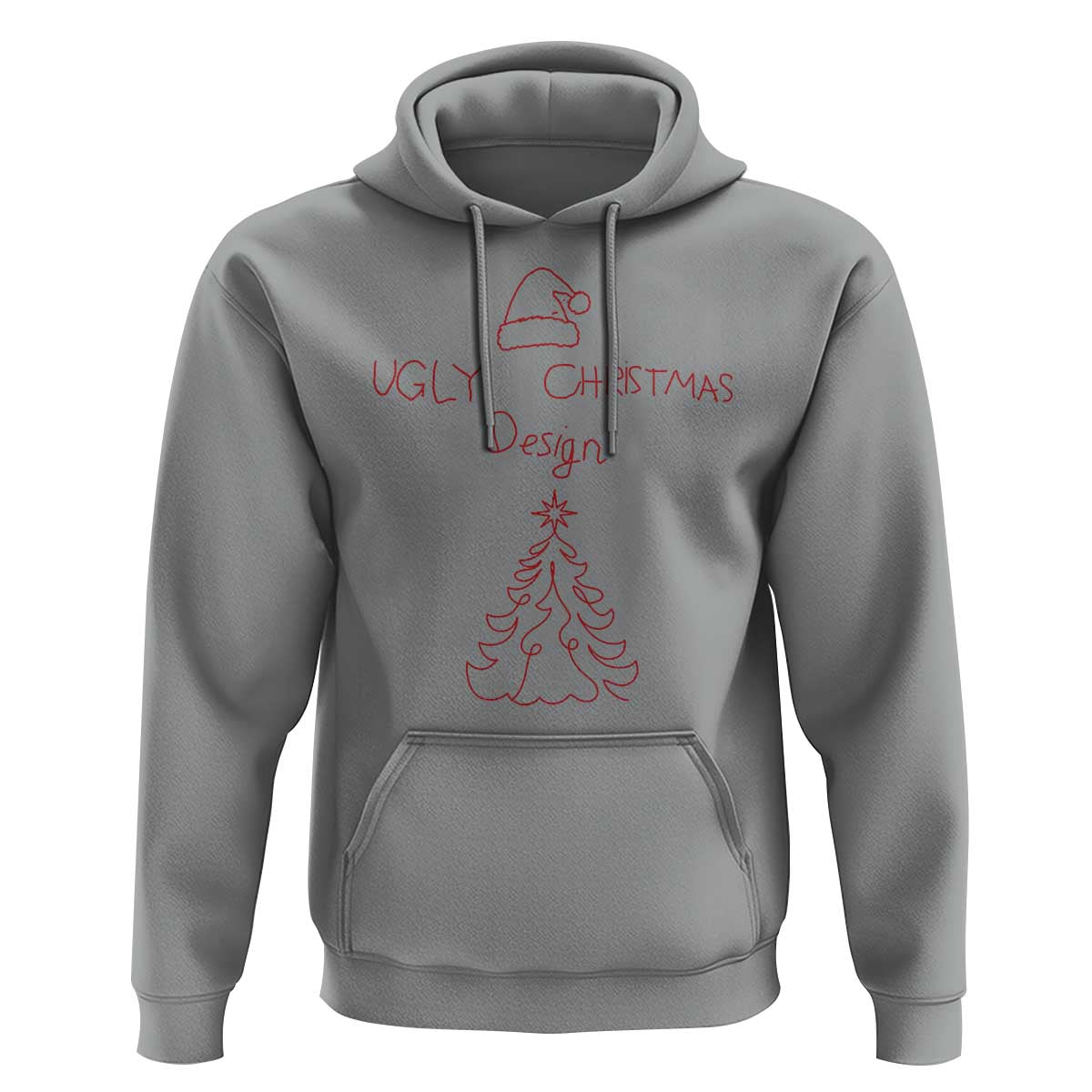 Funny Christmas Hoodie Ugly Tree Hand Drawn