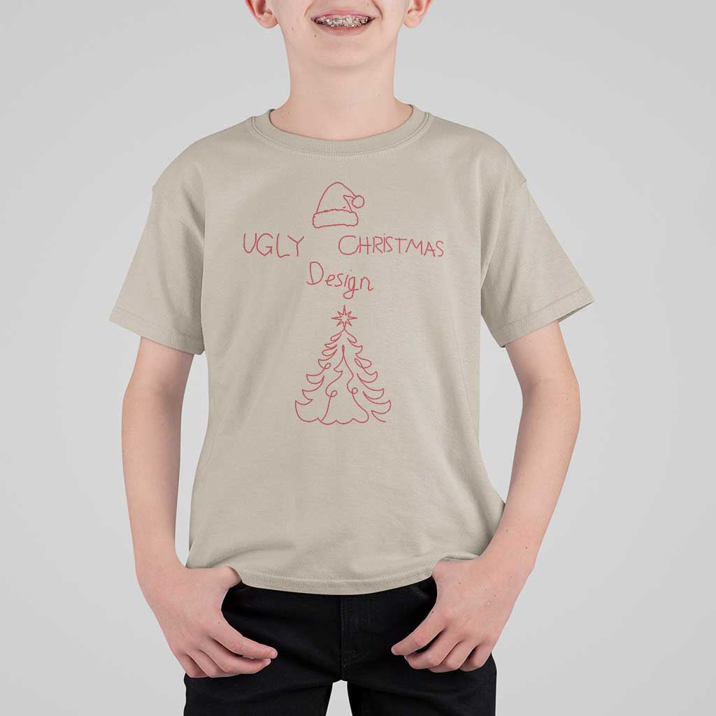 Funny Christmas T Shirt For Kid Ugly Tree Hand Drawn - Wonder Print Shop