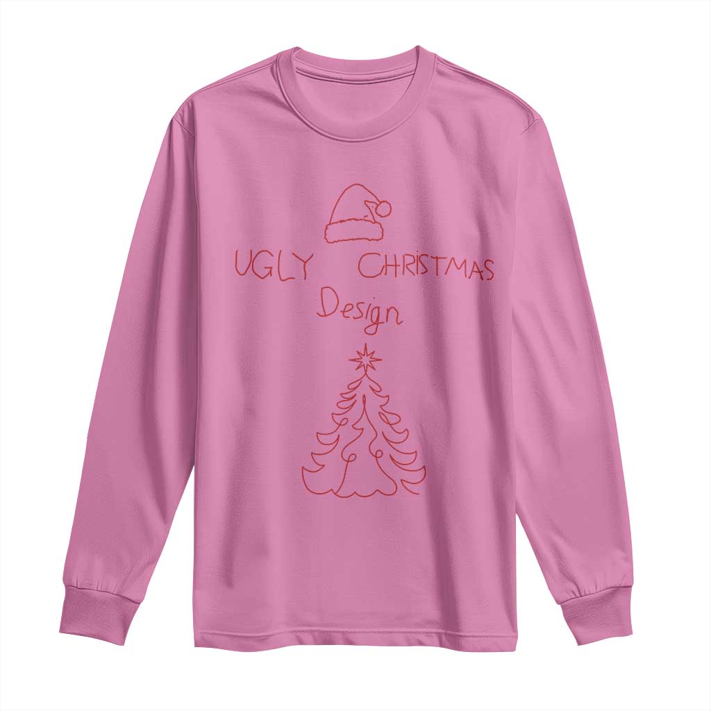 Funny Christmas Long Sleeve Shirt Ugly Tree Hand Drawn