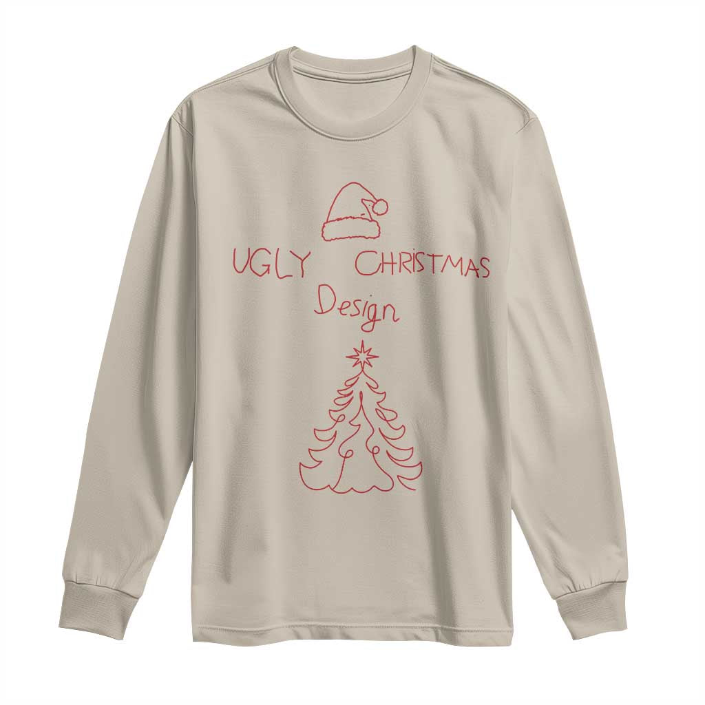 Funny Christmas Long Sleeve Shirt Ugly Tree Hand Drawn