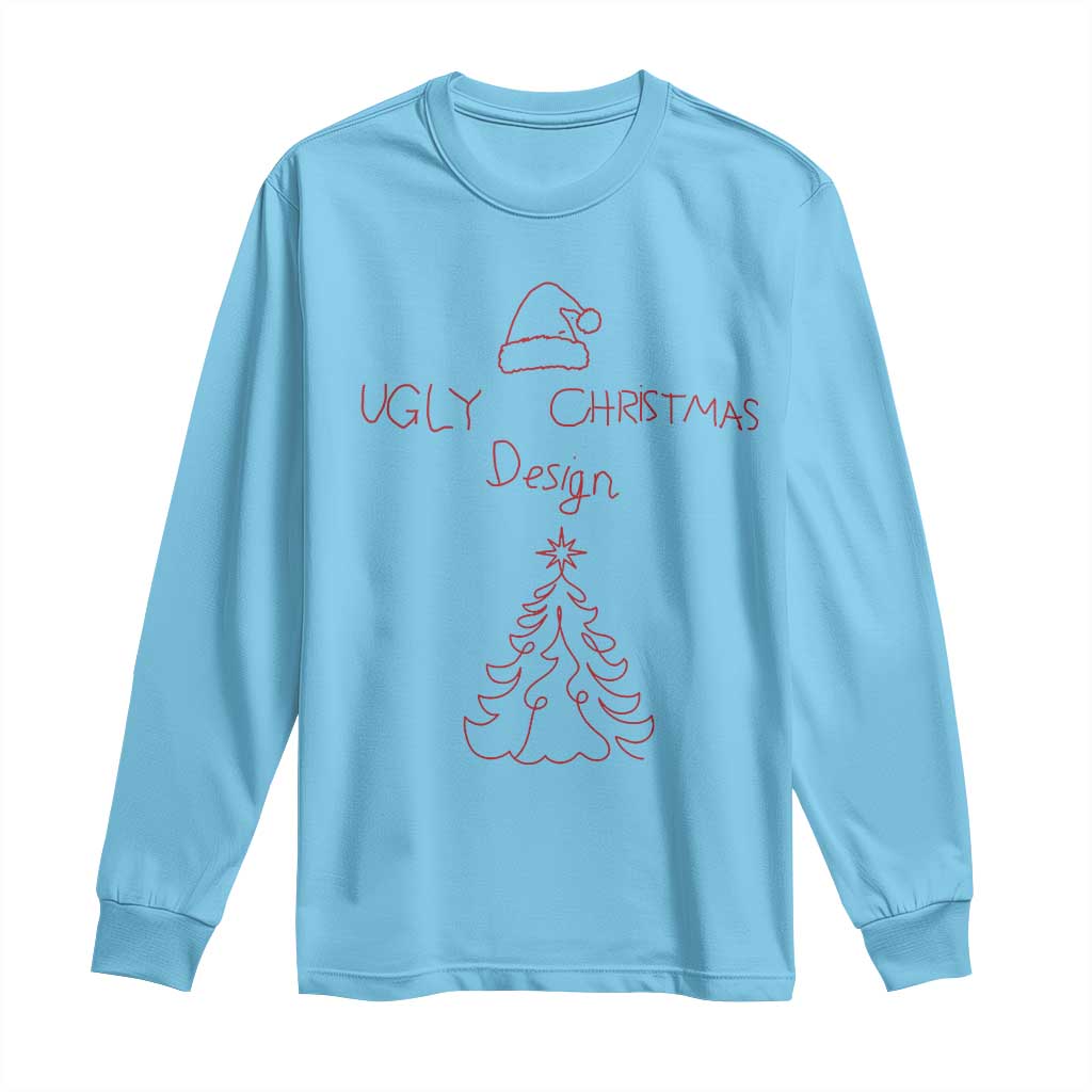 Funny Christmas Long Sleeve Shirt Ugly Tree Hand Drawn
