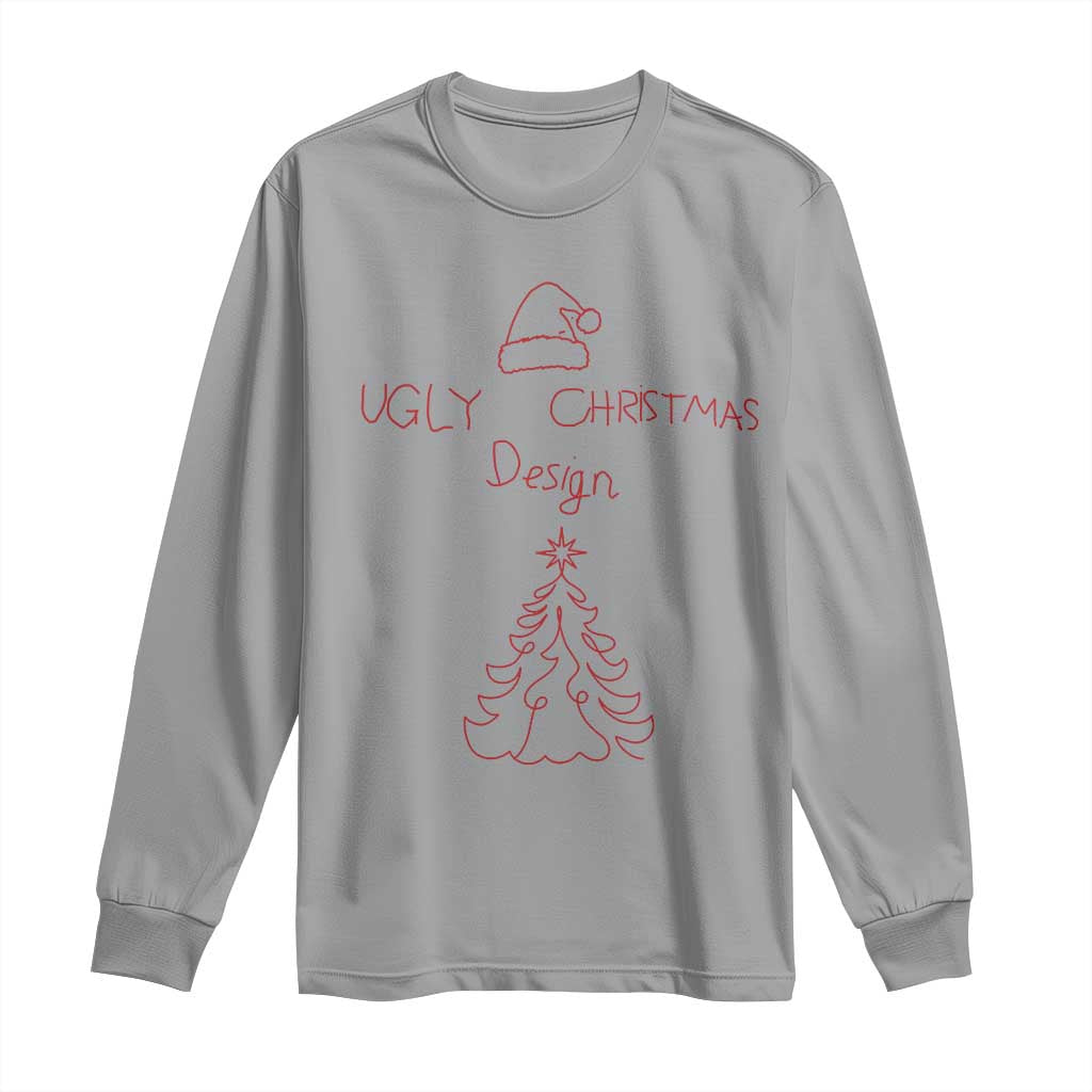Funny Christmas Long Sleeve Shirt Ugly Tree Hand Drawn