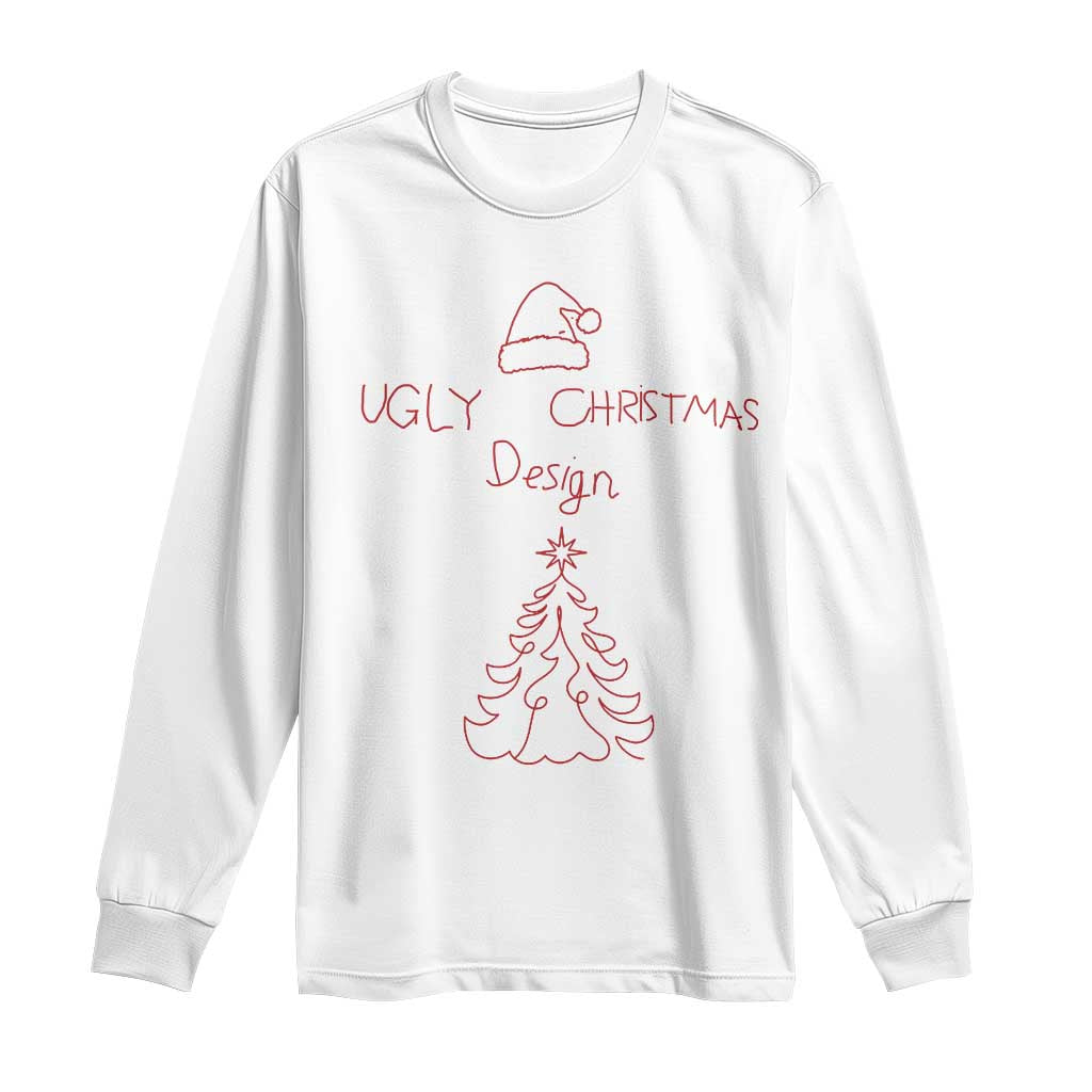 Funny Christmas Long Sleeve Shirt Ugly Tree Hand Drawn