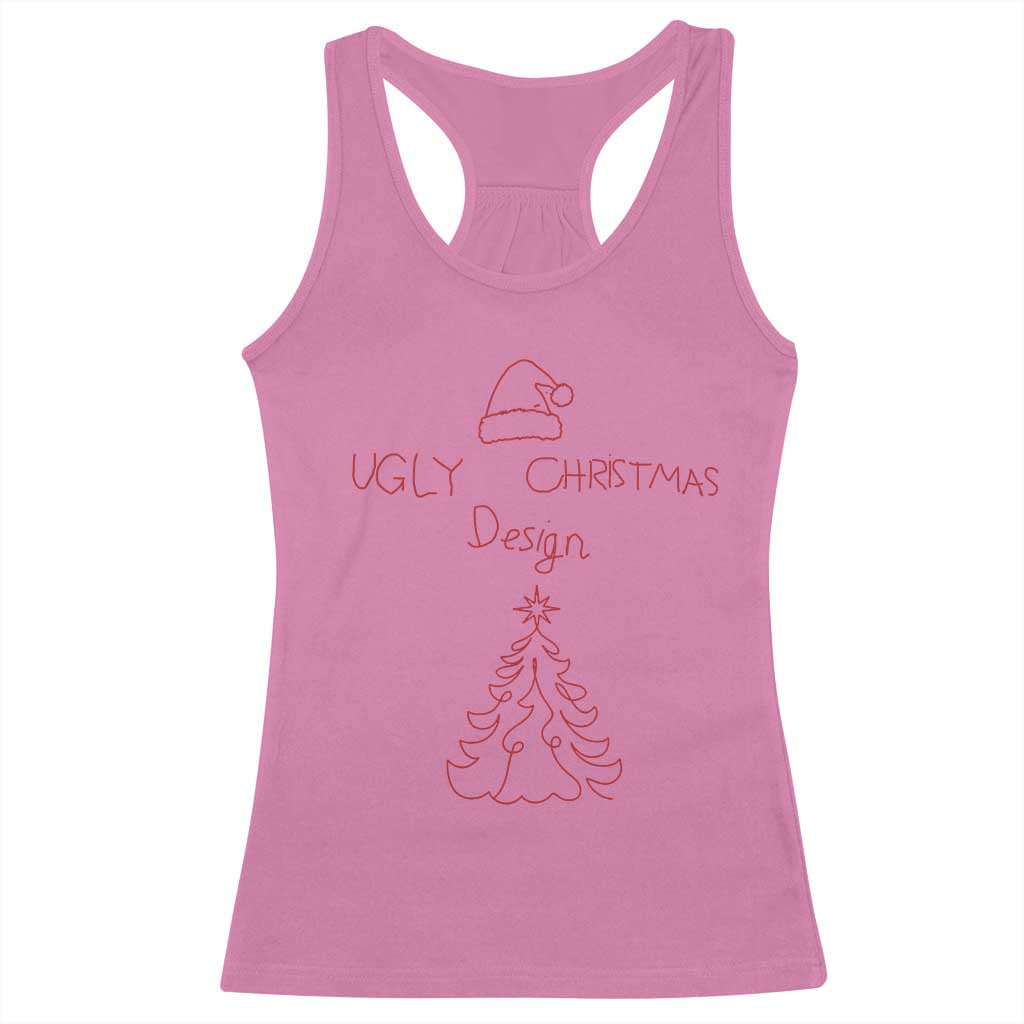 Funny Christmas Racerback Tank Top Ugly Tree Hand Drawn