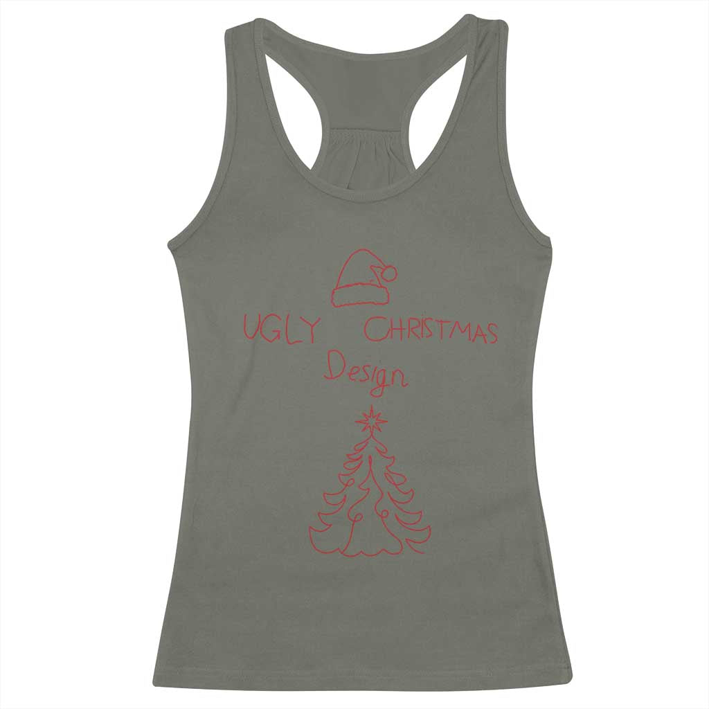 Funny Christmas Racerback Tank Top Ugly Tree Hand Drawn