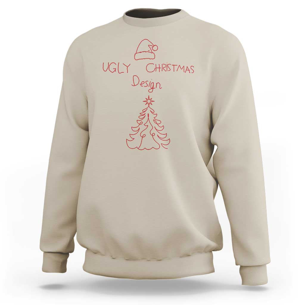 Funny Christmas Sweatshirt Ugly Tree Hand Drawn - Wonder Print Shop