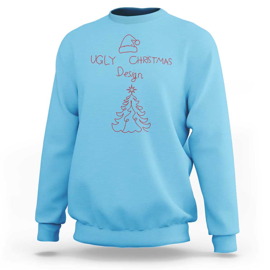 Funny Christmas Sweatshirt Ugly Tree Hand Drawn - Wonder Print Shop