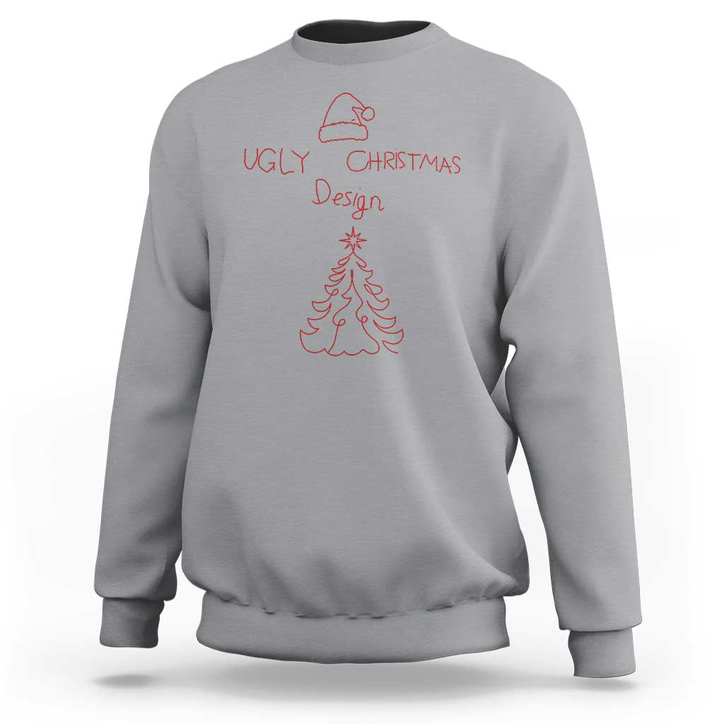 Funny Christmas Sweatshirt Ugly Tree Hand Drawn - Wonder Print Shop