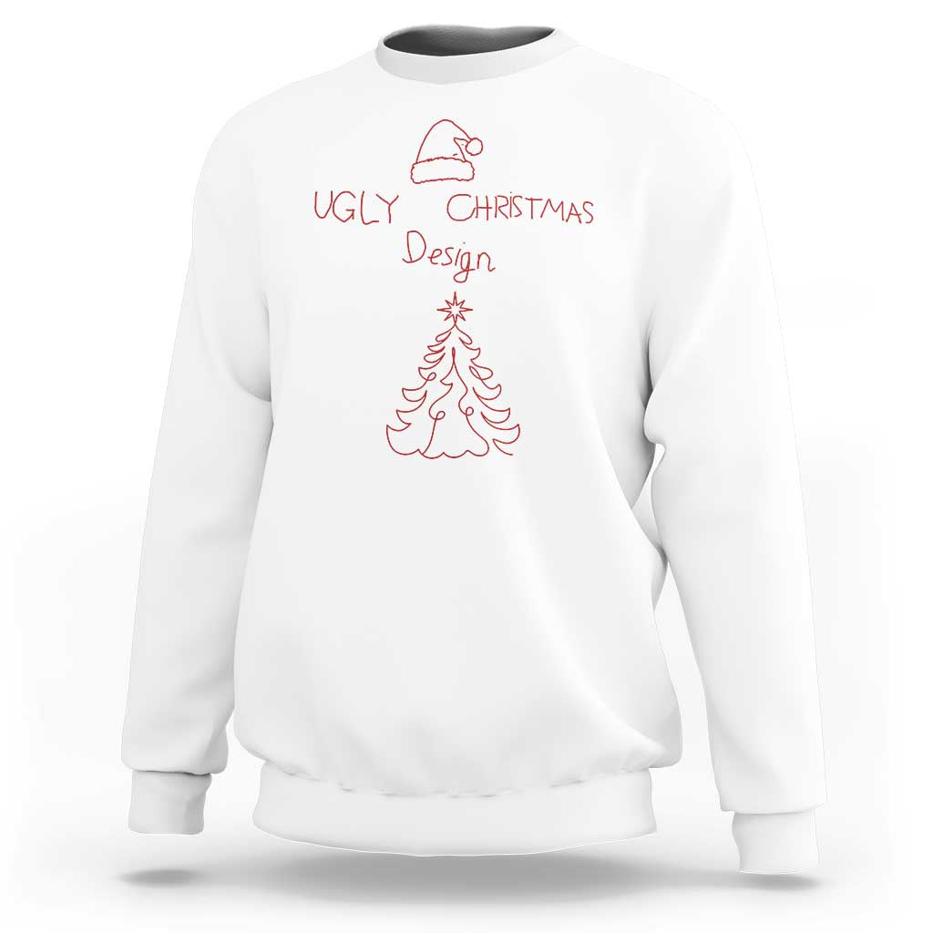 Funny Christmas Sweatshirt Ugly Tree Hand Drawn - Wonder Print Shop