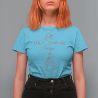 Funny Christmas T Shirt For Women Ugly Tree Hand Drawn - Wonder Print Shop