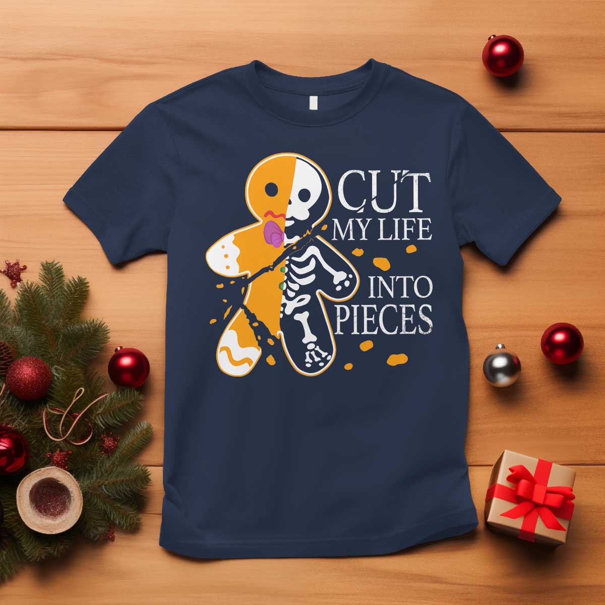 Gingerbread Christmas T Shirt Cut My Life Into Pieces Goth Black Aesthetics - Wonder Print Shop