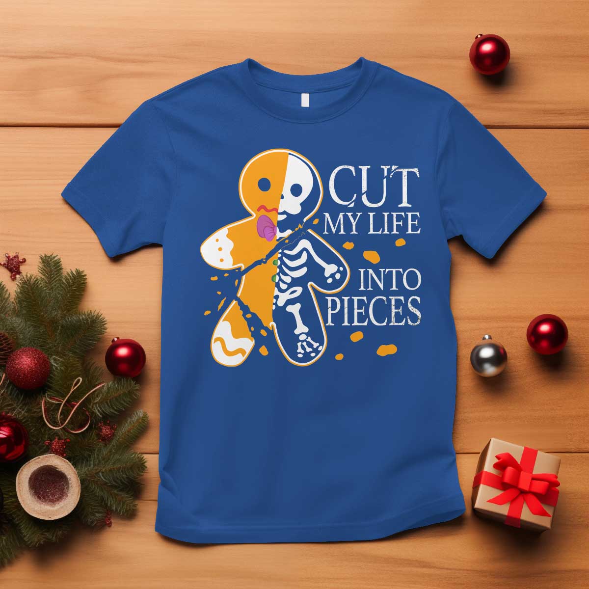 Gingerbread Christmas T Shirt Cut My Life Into Pieces Goth Black Aesthetics - Wonder Print Shop