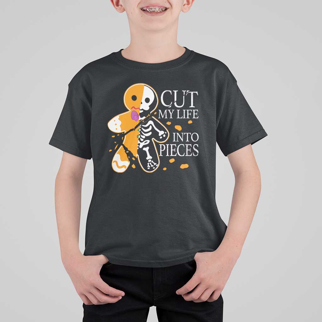 Gingerbread Christmas T Shirt For Kid Cut My Life Into Pieces Goth Black Aesthetics - Wonder Print Shop